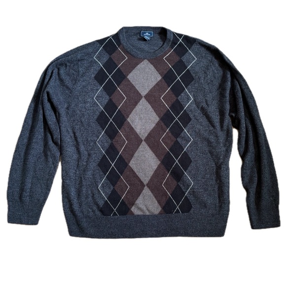 Men’s Dockers Charcoal Gray Argyle Plaid Sweater Sz. Large Eclectic Grandpa - Picture 1 of 4